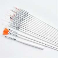 Superior Quality Classical Design White Acrylic Handle100% pure Kolinsky 15pcs Nail Brush with Handle